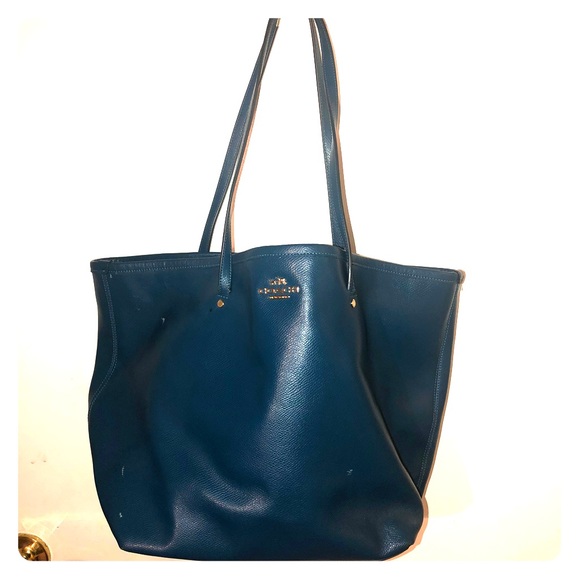 Coach Lathe Blue leather tote bag - Picture 1 of 5